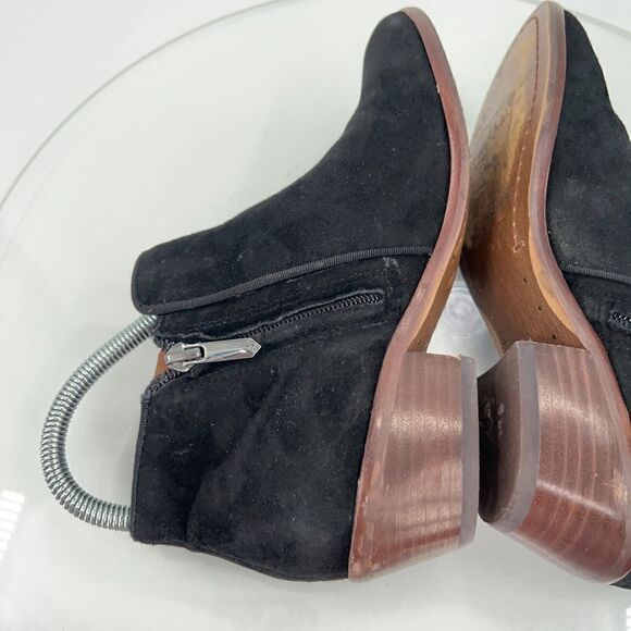 Sam Edelman Petty Size 6.5 Black Suede Leather Ankle Boots Side Zip Booties - Picture 5 of 16